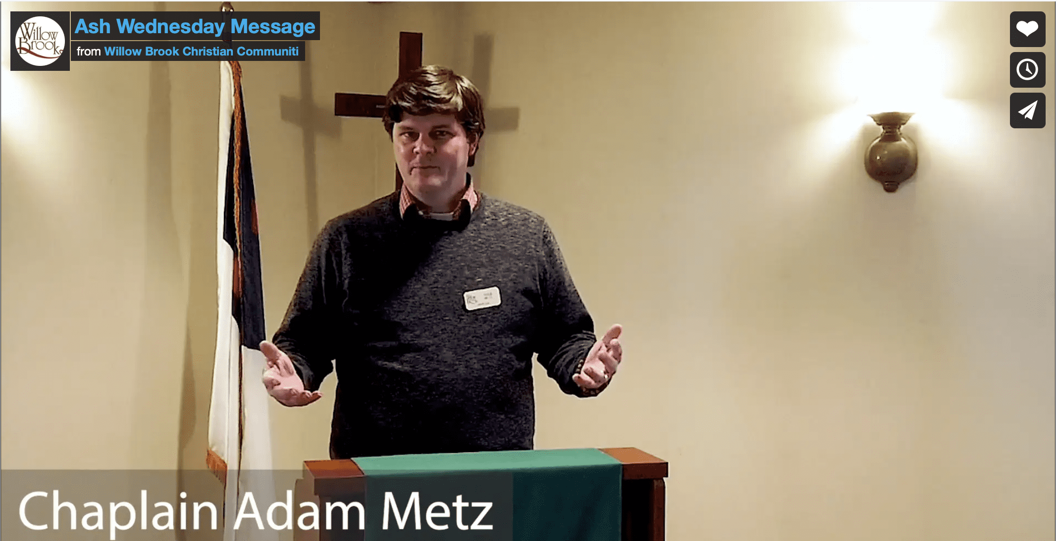 Ash Wednesday Message from Chaplain Adam Metz