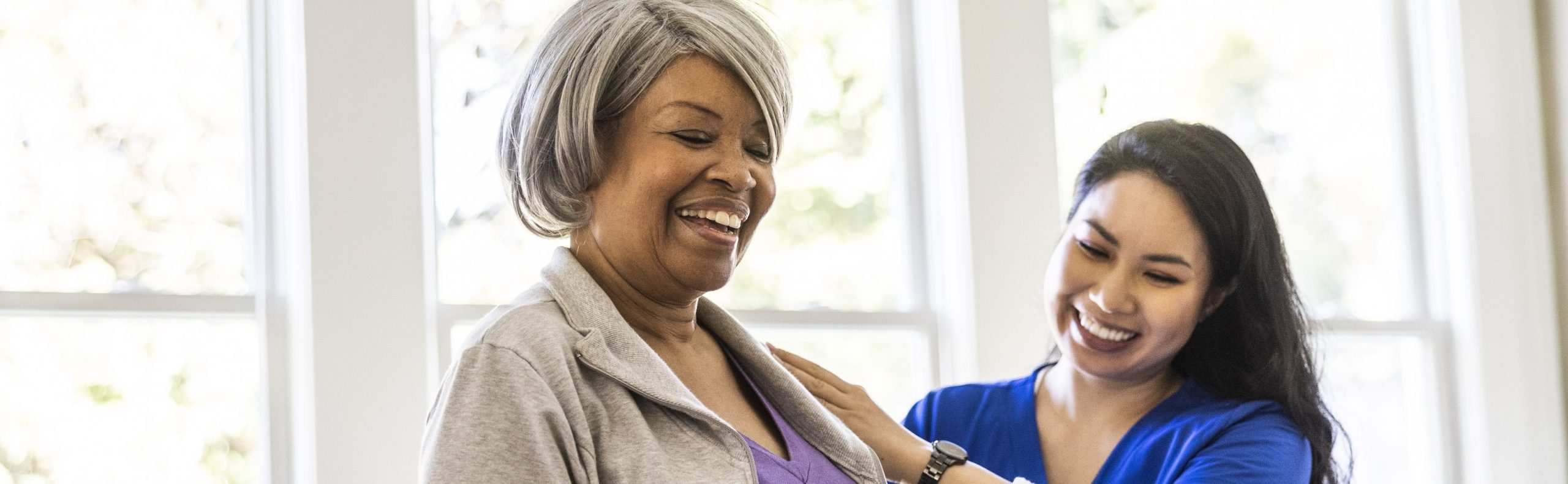 Wide desktop banner of a rehabilitation moment at Willow Brook in Delaware, Ohio, used as the Rehab page header for this senior living community.