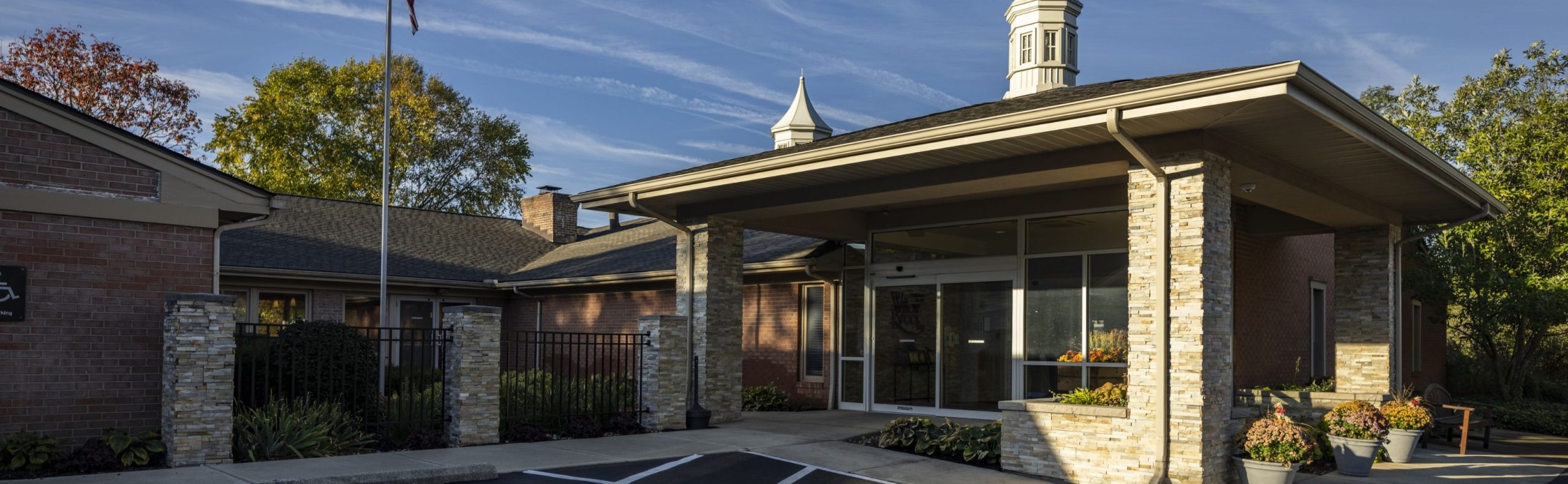 Wide desktop banner of Willow Brook Home in Columbus, Ohio, used as the contact page header for this senior living community.