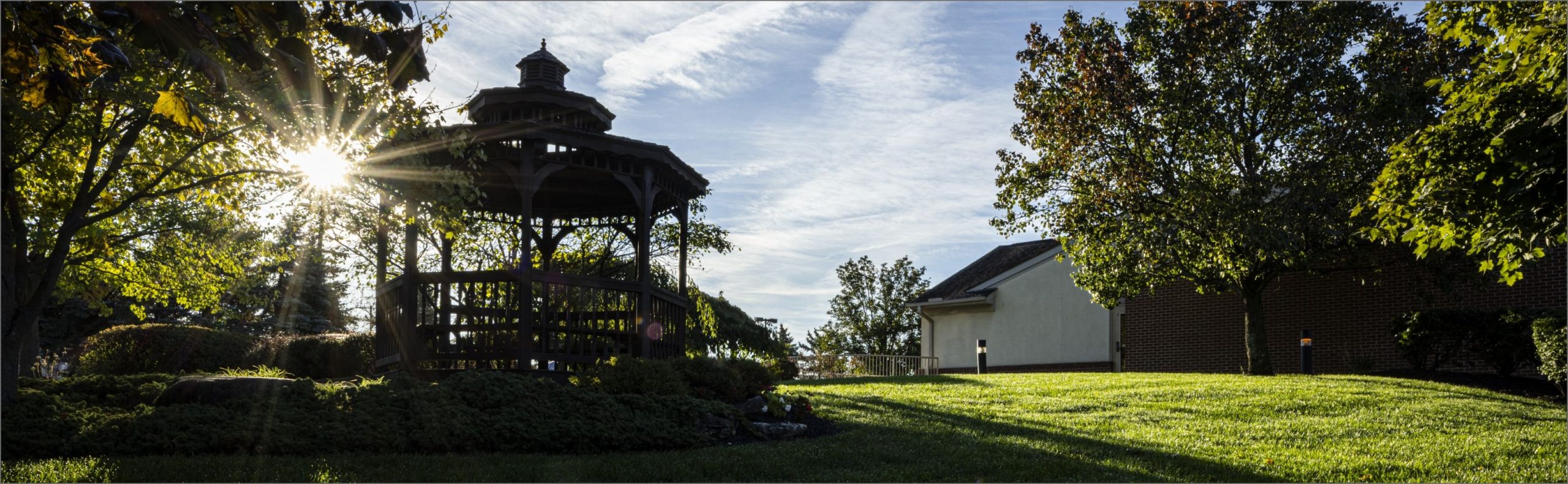 Wide desktop banner of the gazebo on the Willow Brook campus in Delaware, Ohio, used as the Newsletter page header.